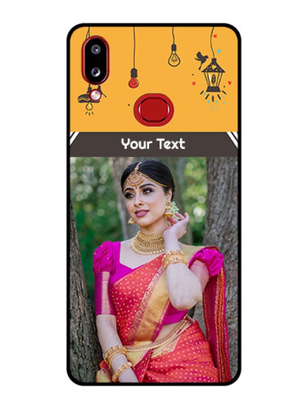 Custom Galaxy M01s Custom Glass Mobile Case - with Family Picture and Icons 