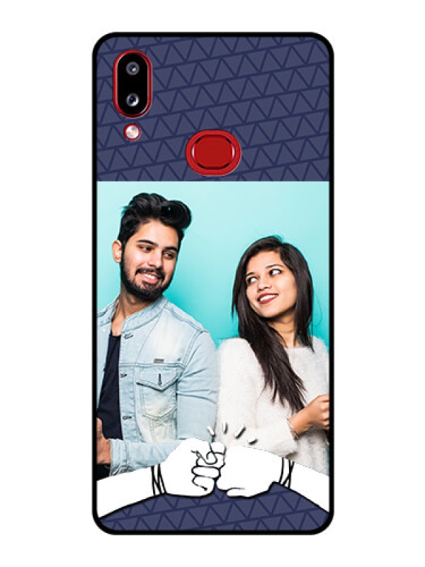 Custom Galaxy M01s Photo Printing on Glass Case - with Best Friends Design 