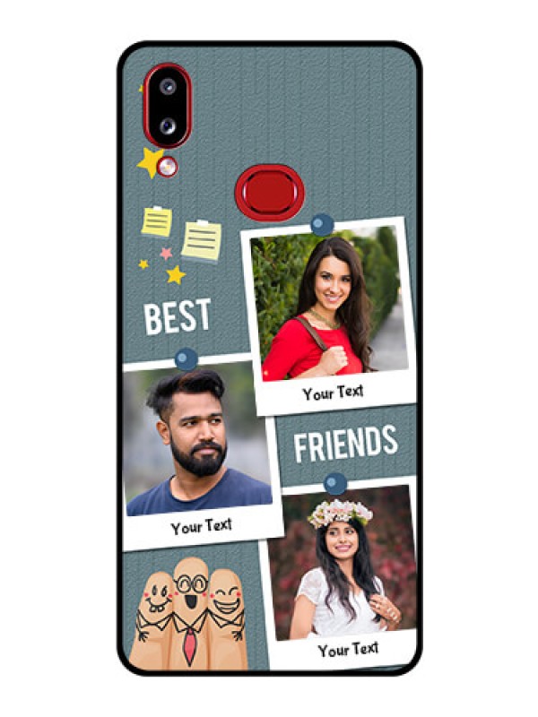 Custom Galaxy M01s Personalized Glass Phone Case - Sticky Frames and Friendship Design