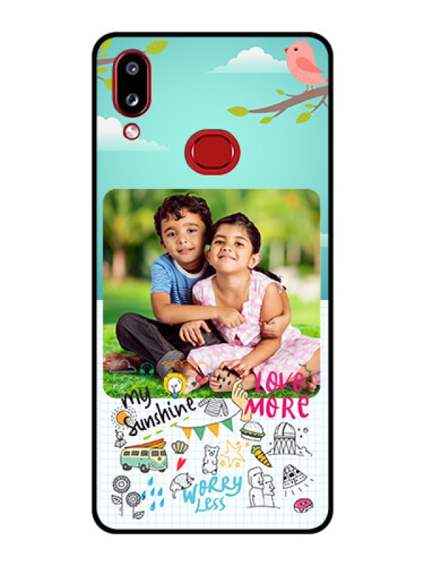 Custom Galaxy M01s Photo Printing on Glass Case - Doodle love Design