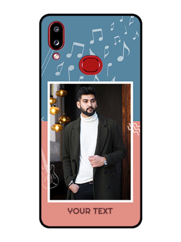 Custom Galaxy M01s Photo Printing on Glass Case - with Color Musical Note Design