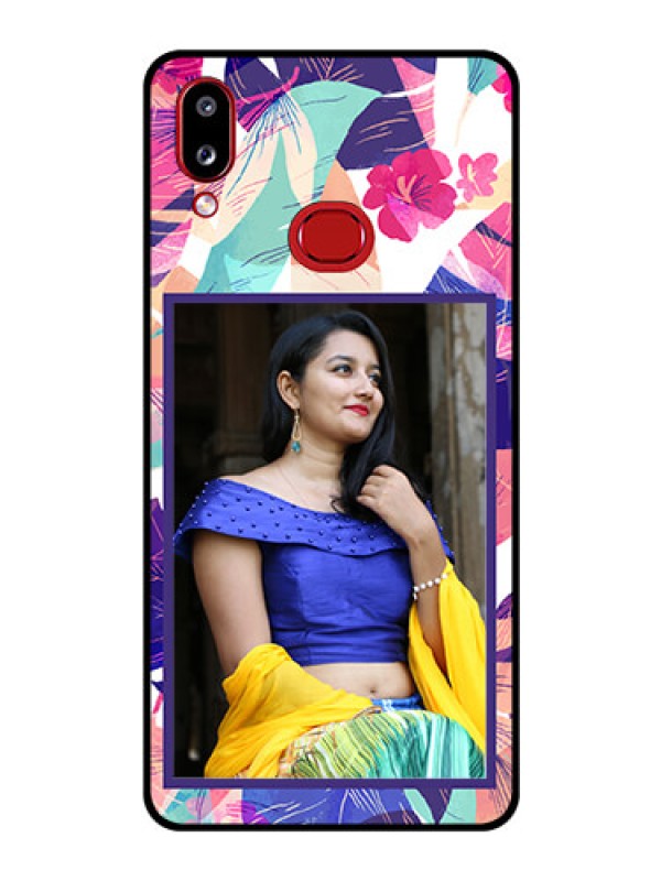 Custom Galaxy M01s Custom Glass Mobile Case - Abstract Floral Design