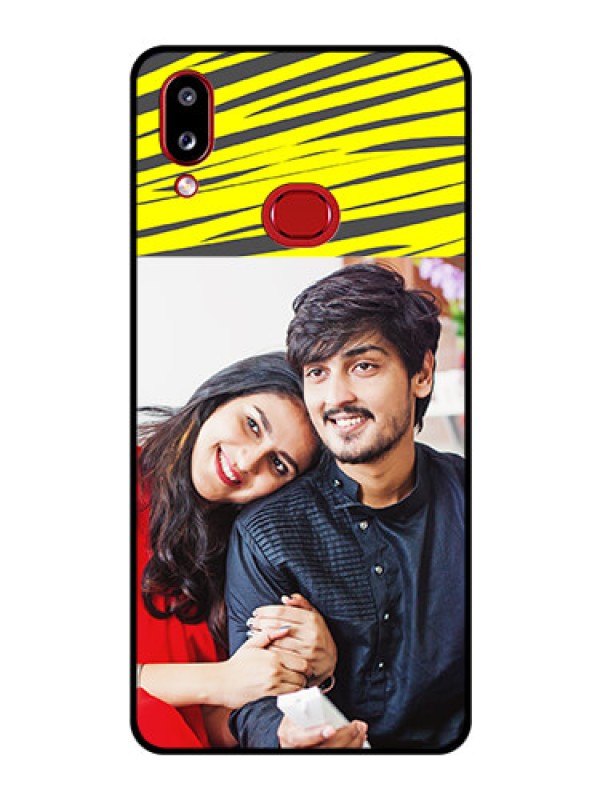 Custom Galaxy M01s Photo Printing on Glass Case - Yellow Abstract Design
