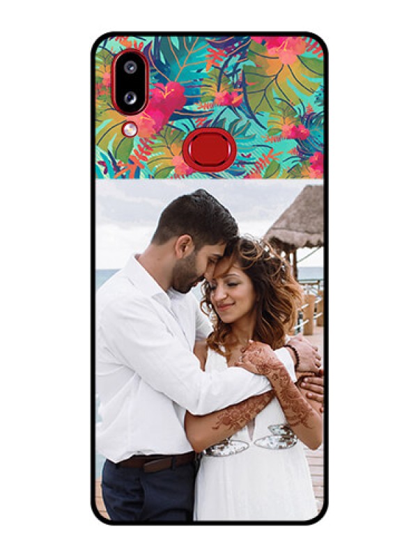 Custom Galaxy M01s Photo Printing on Glass Case - Watercolor Floral Design