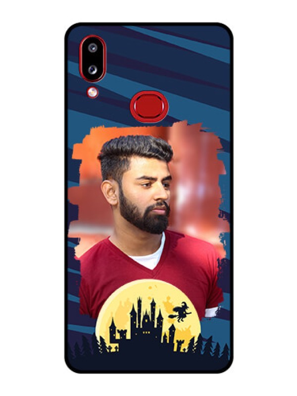 Custom Galaxy M01s Photo Printing on Glass Case - Halloween Witch Design 