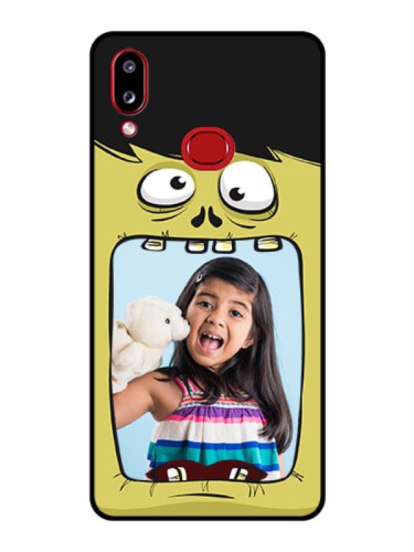 Custom Galaxy M01s Personalized Glass Phone Case - Cartoon monster back case Design