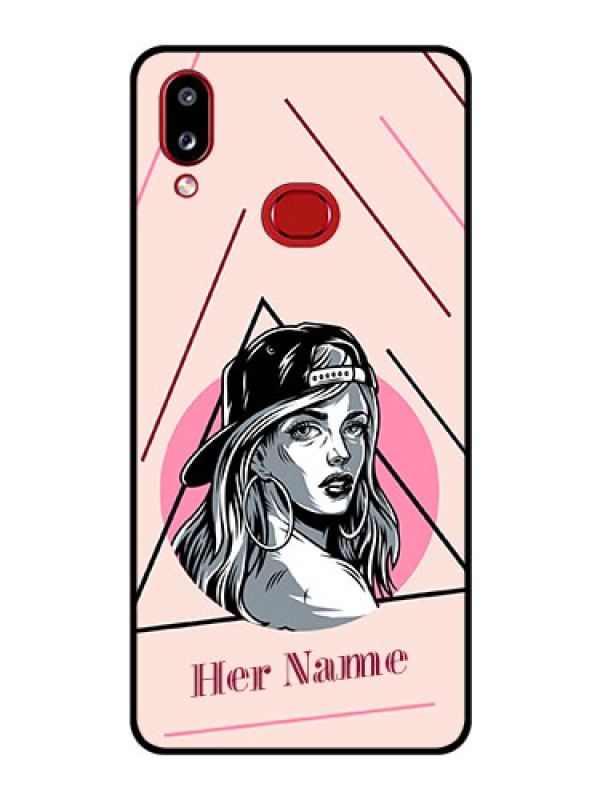 Custom Galaxy M01s Personalized Glass Phone Case - Rockstar Girl Design