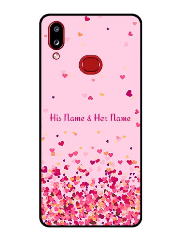 Custom Galaxy M01s Photo Printing on Glass Case - Floating Hearts Design