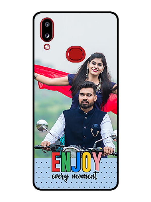 Custom Galaxy M01s Photo Printing on Glass Case - Enjoy Every Moment Design