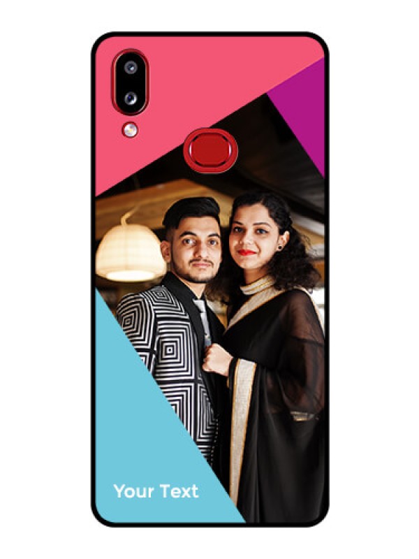Custom Galaxy M01s Custom Glass Mobile Case - Stacked Triple colour Design