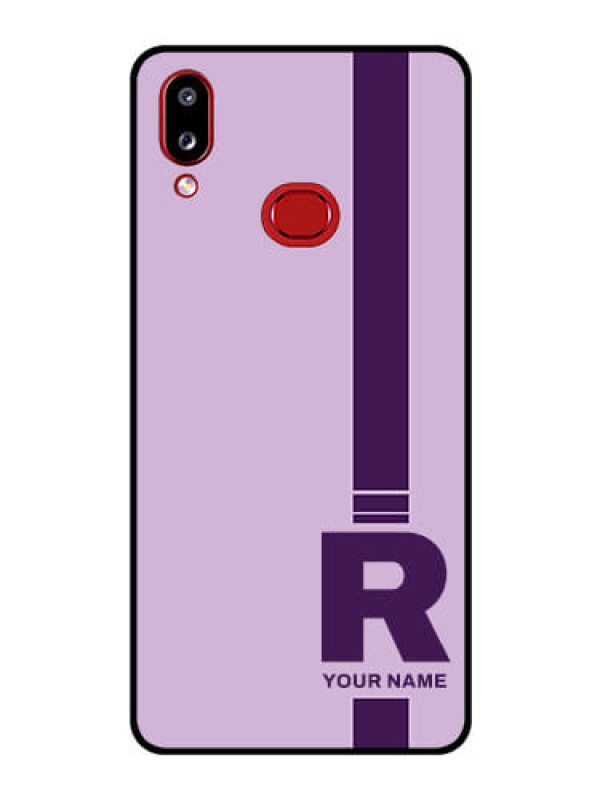 Custom Galaxy M01s Photo Printing on Glass Case - Simple dual tone stripe with name Design