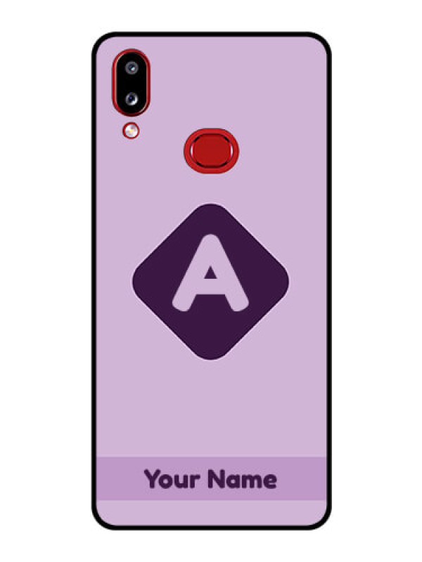 Custom Galaxy M01s Custom Glass Mobile Case - Custom Letter in curved badge Design