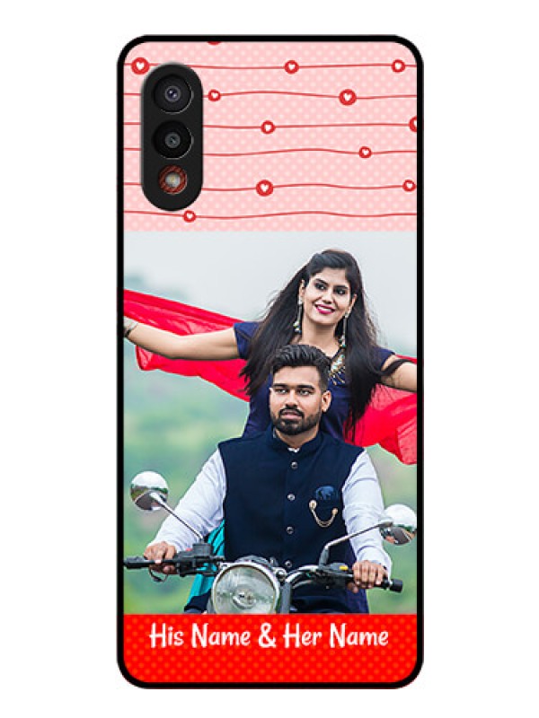 Custom Galaxy M02 Personalized Glass Phone Case - Red Pattern Case Design