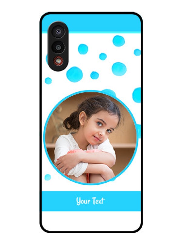 Custom Galaxy M02 Photo Printing on Glass Case - Blue Bubbles Pattern Design