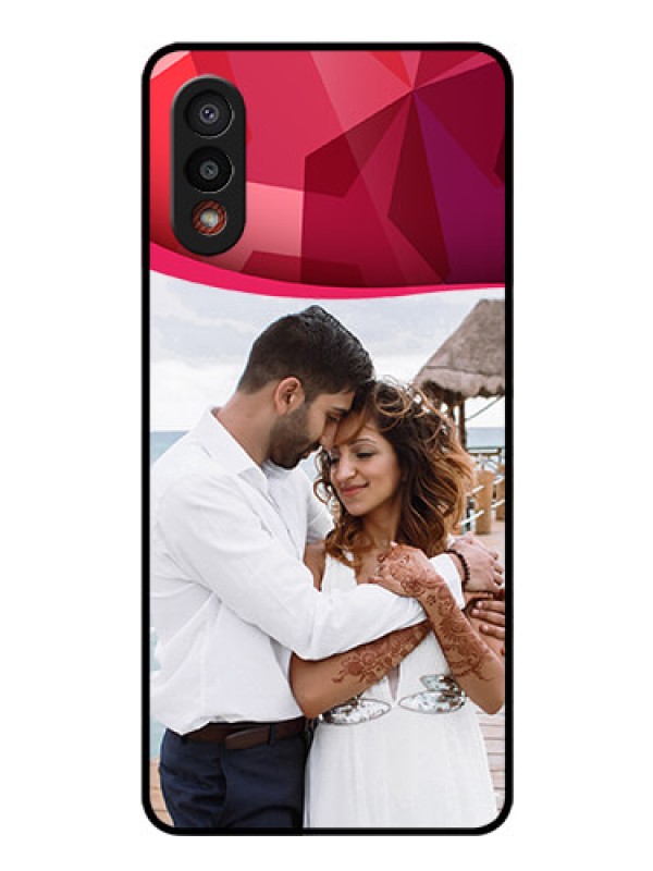 Custom Galaxy M02 Custom Glass Mobile Case - Red Abstract Design
