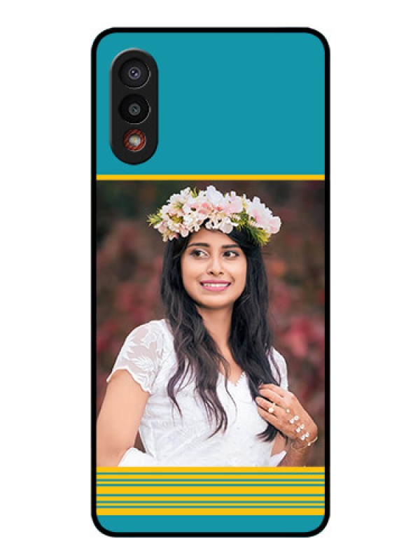 Custom Galaxy M02 Custom Glass Phone Case - Yellow & Blue Design 