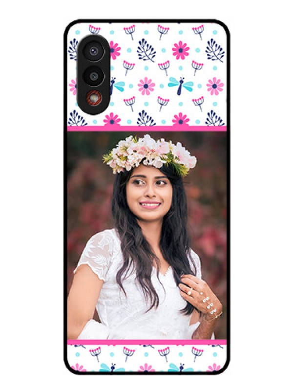 Custom Galaxy M02 Photo Printing on Glass Case - Colorful Flower Design
