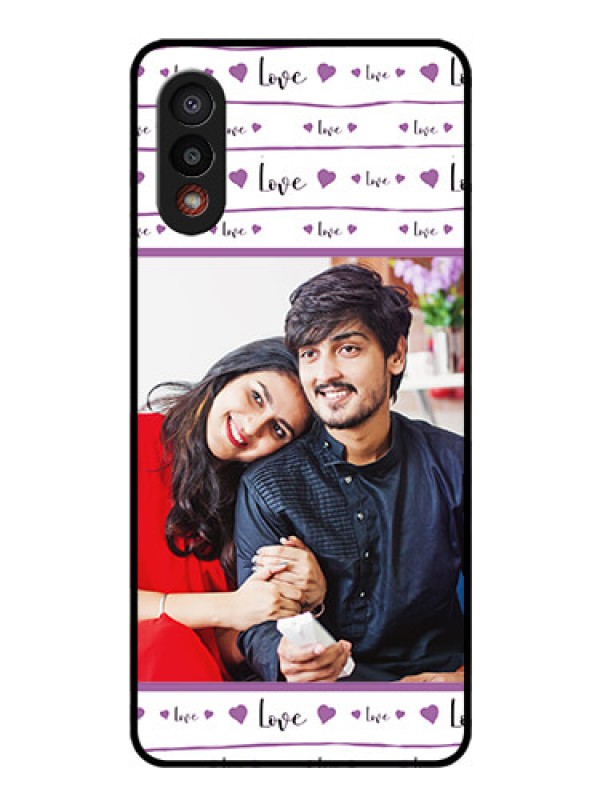 Custom Galaxy M02 Custom Glass Mobile Case - Couples Heart Design