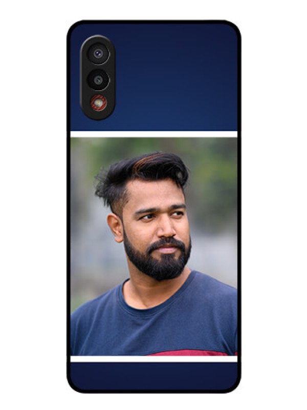Custom Galaxy M02 Personalized Glass Phone Case - Simple Royal Blue Design