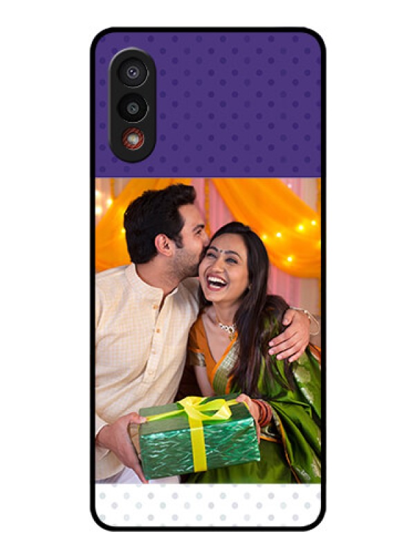 Custom Galaxy M02 Personalized Glass Phone Case - Violet Pattern Design