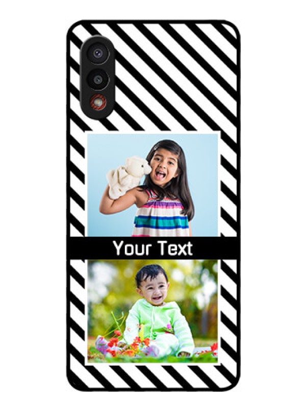 Custom Galaxy M02 Photo Printing on Glass Case - Black And White Stripes Design