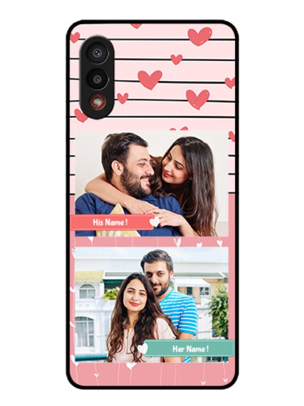 Custom Galaxy M02 Custom Glass Mobile Case - Photo with Heart Design