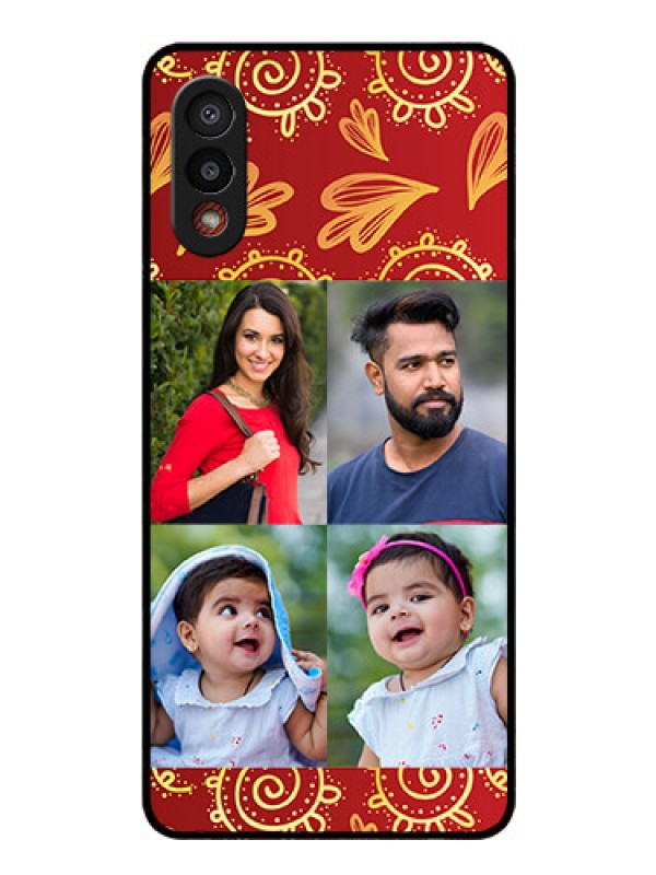 Custom Galaxy M02 Photo Printing on Glass Case - 4 Image Traditional Design