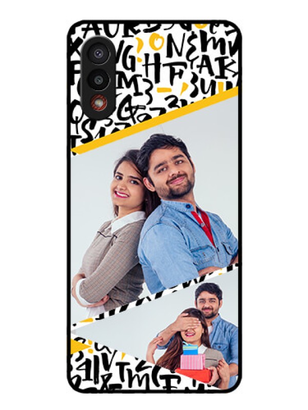 Custom Galaxy M02 Custom Glass Mobile Case - Letters Pattern Design