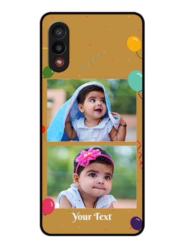 Custom Galaxy M02 Personalized Glass Phone Case - Image Holder with Birthday Celebrations Design