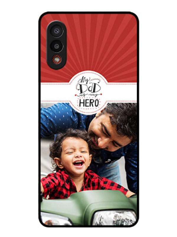 Custom Galaxy M02 Photo Printing on Glass Case - My Dad Hero Design