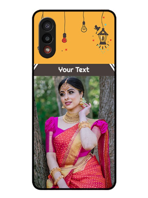 Custom Galaxy M02 Custom Glass Mobile Case - with Family Picture and Icons 