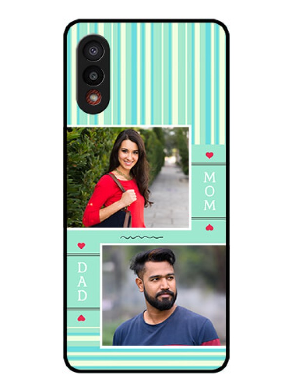 Custom Galaxy M02 Custom Glass Phone Case - Mom & Dad Pic Design
