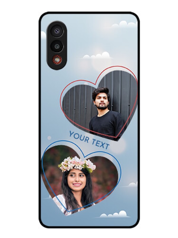 Custom Galaxy M02 Custom Glass Mobile Case - Blue Color Couple Design 