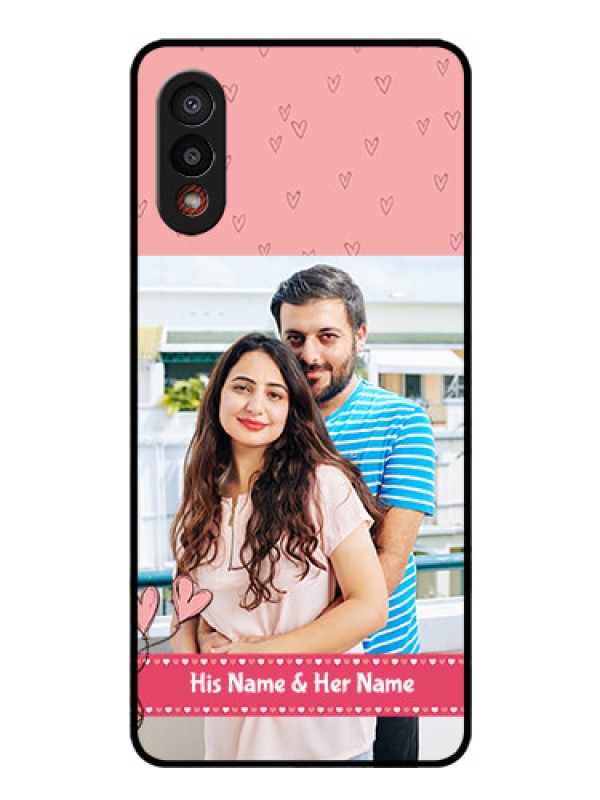 Custom Galaxy M02 Personalized Glass Phone Case - Love Design Peach Color