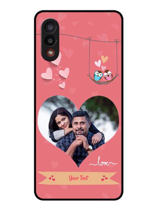 Custom Galaxy M02 Personalized Glass Phone Case - Peach Color Love Design 