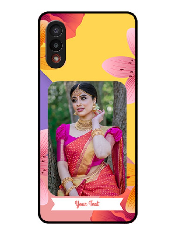 Custom Galaxy M02 Custom Glass Mobile Case - 3 Image With Vintage Floral Design