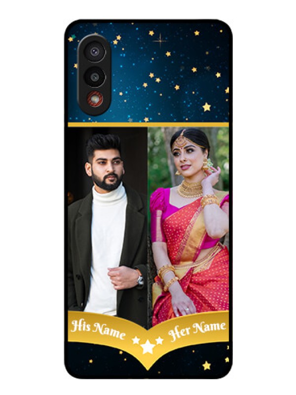 Custom Galaxy M02 Custom Glass Phone Case - Galaxy Stars Backdrop Design