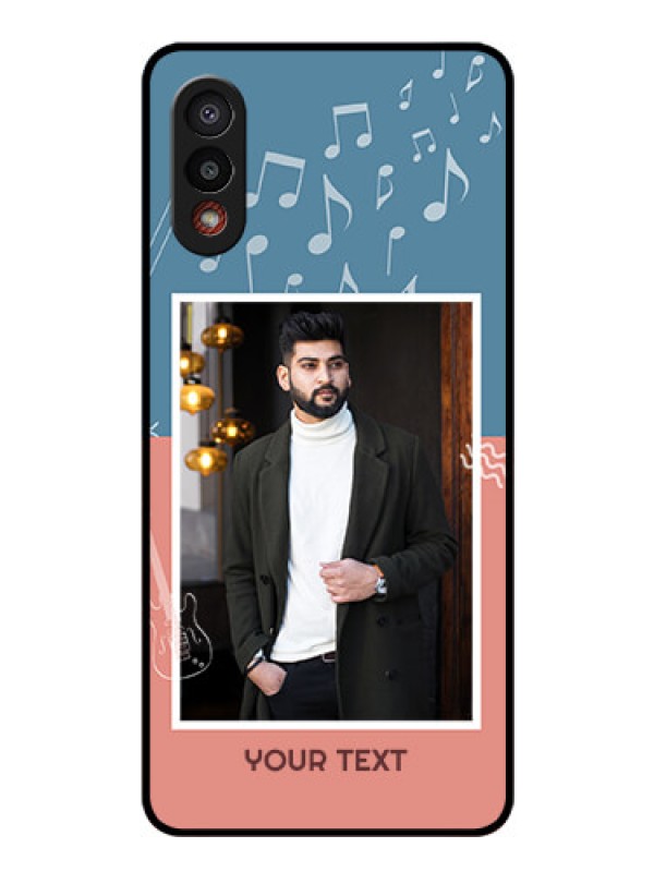 Custom Galaxy M02 Photo Printing on Glass Case - with Color Musical Note Design