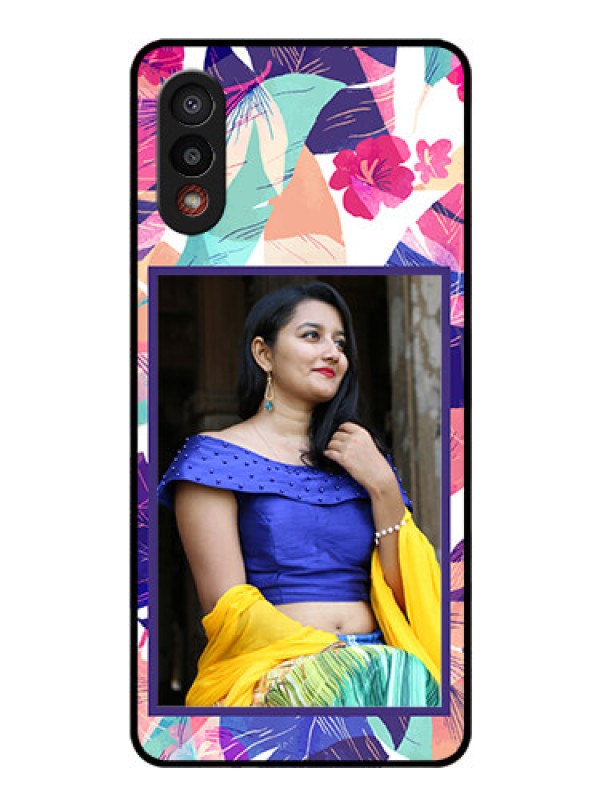 Custom Galaxy M02 Custom Glass Mobile Case - Abstract Floral Design