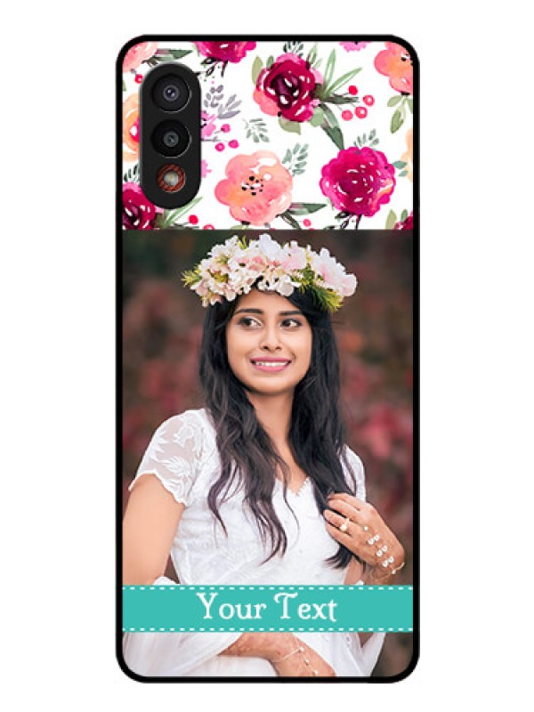 Custom Galaxy M02 Custom Glass Phone Case - Watercolor Floral Design