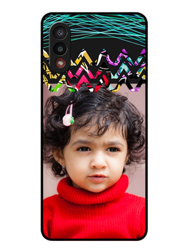 Custom Galaxy M02 Personalized Glass Phone Case - Neon Abstract Design