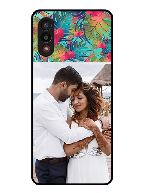 Custom Galaxy M02 Photo Printing on Glass Case - Watercolor Floral Design