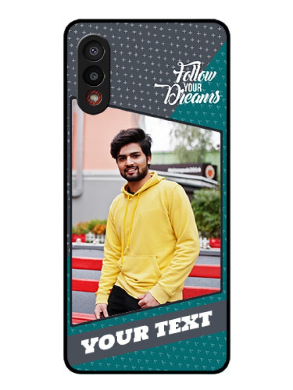 Custom Galaxy M02 Personalized Glass Phone Case - Background Pattern Design with Quote