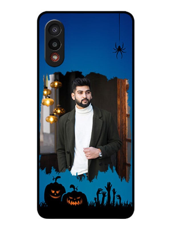 Custom Galaxy M02 Photo Printing on Glass Case - with pro Halloween design 