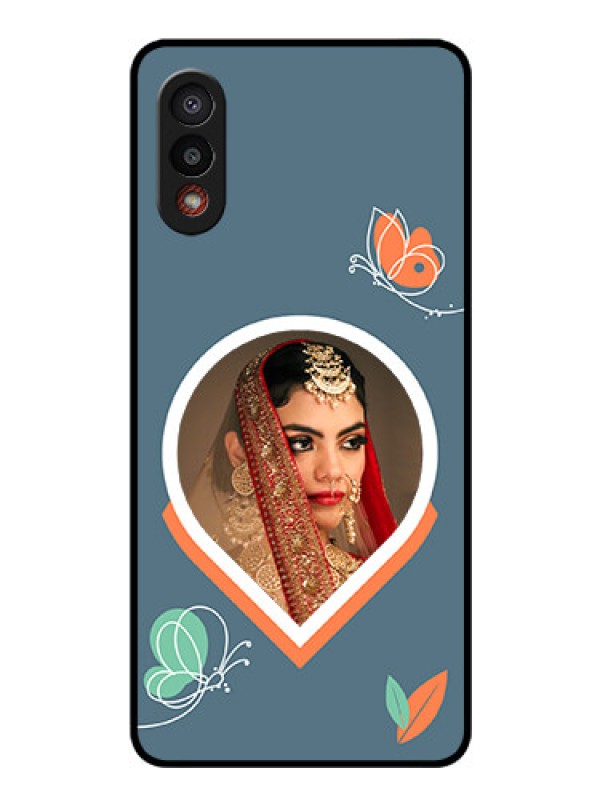 Custom Galaxy M02 Custom Glass Mobile Case - Droplet Butterflies Design