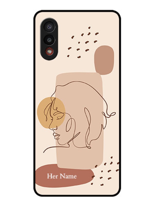 Custom Galaxy M02 Photo Printing on Glass Case - Calm Woman line art Design