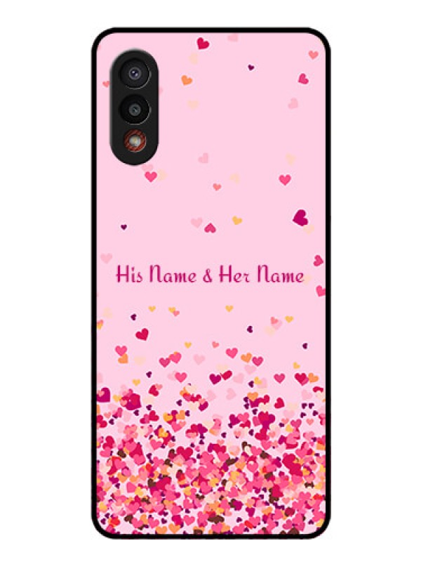 Custom Galaxy M02 Photo Printing on Glass Case - Floating Hearts Design