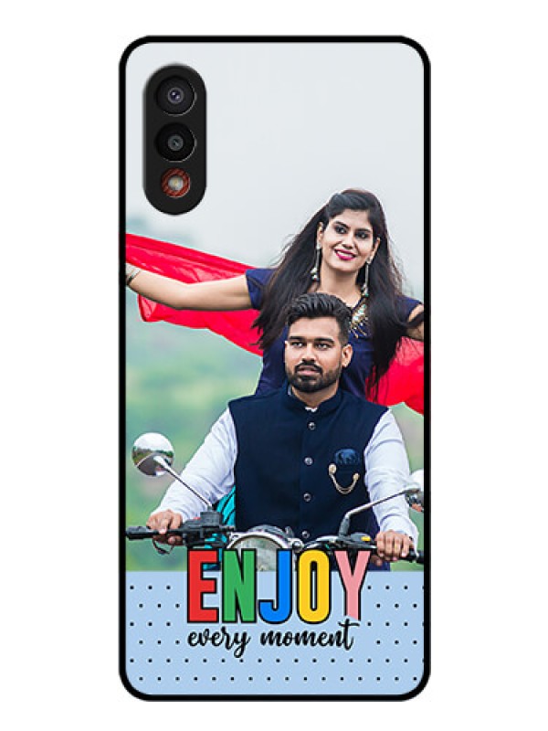 Custom Galaxy M02 Photo Printing on Glass Case - Enjoy Every Moment Design