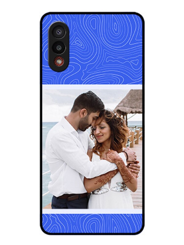 Custom Galaxy M02 Custom Glass Mobile Case - Curved line art with blue and white Design