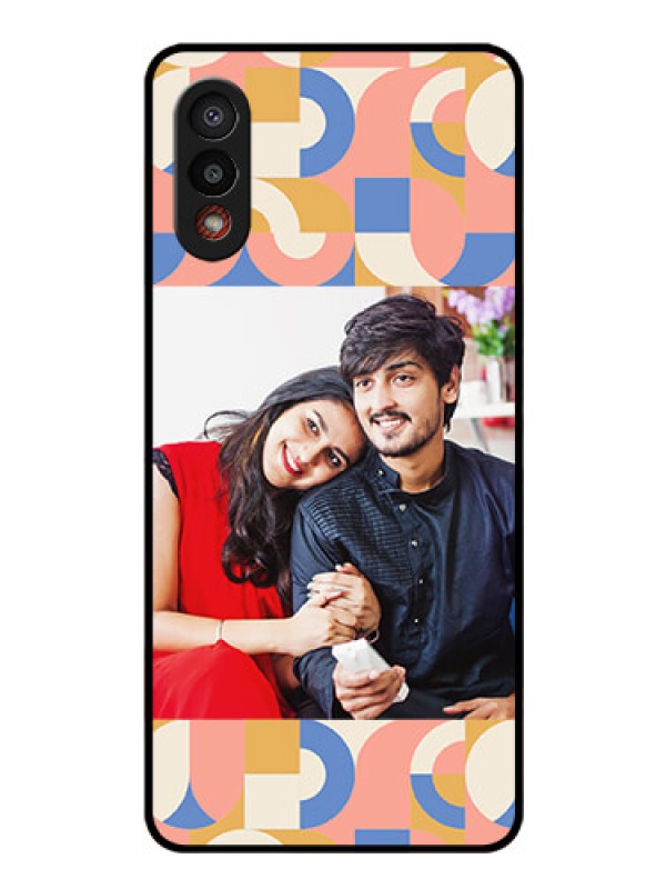 Custom Galaxy M02 Photo Printing on Glass Case - Semi-circle Maze Pattern Design